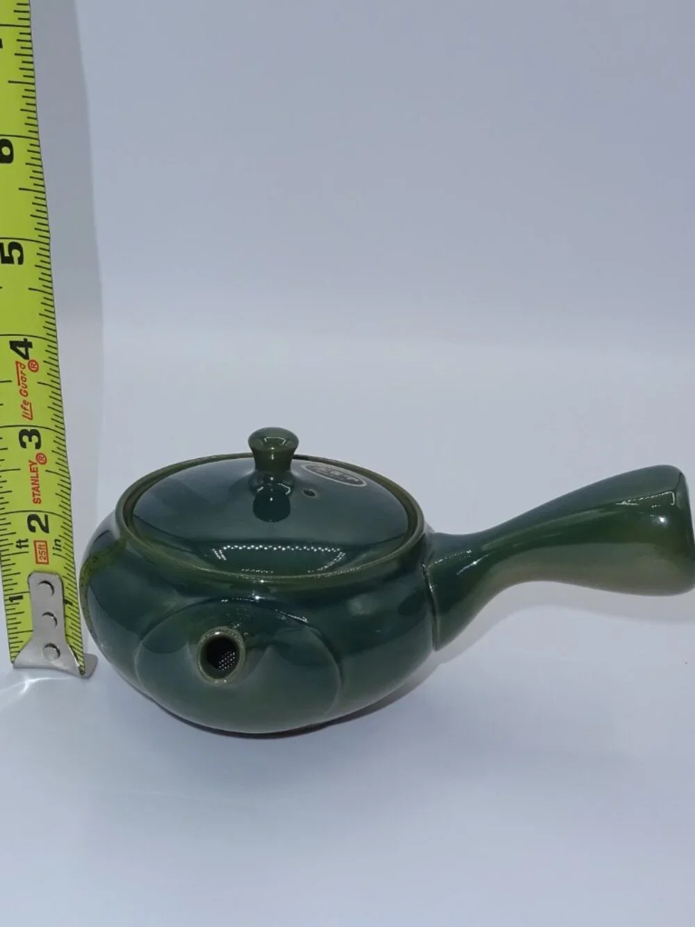 Japanese Kyusu Tokoname Style Green Ceramic Side Handle Teapot Tea Pot